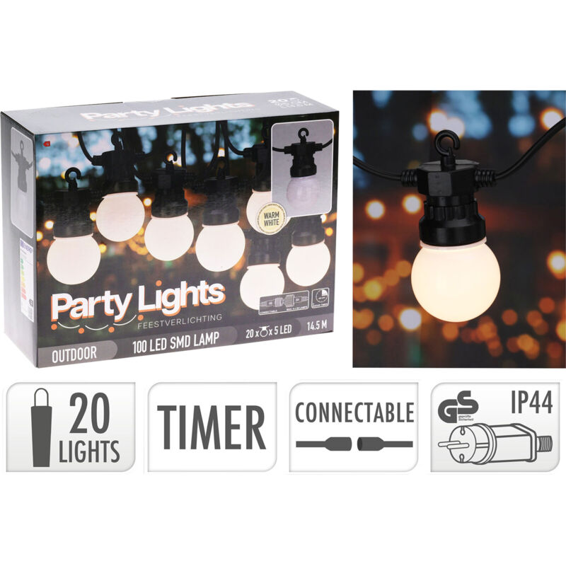 Guirlande lumineuse 20 boules blanches partylights