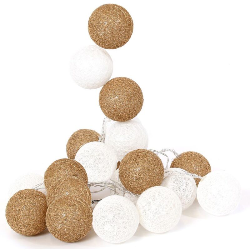 Guirlande Boule Blanc Dore 20 Led D6cm 3m72