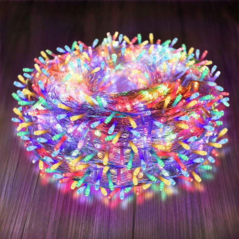 Guirlande lumineuse 300 led pour intérieur et extérieur, fil transparent, guirlande lumineuse de Noël, à brancher pour chambre à coucher et jardin