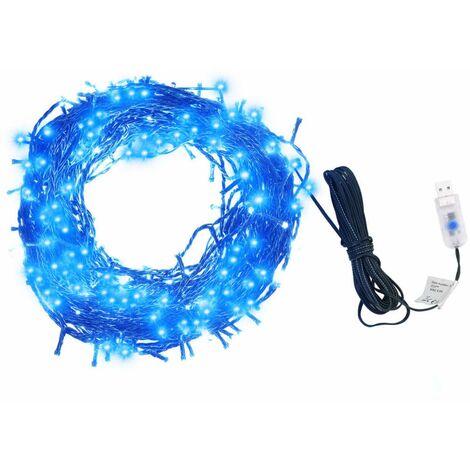 Guirlande lumineuse 400 LED Bleu 40 m 8 effets lumineux IP44