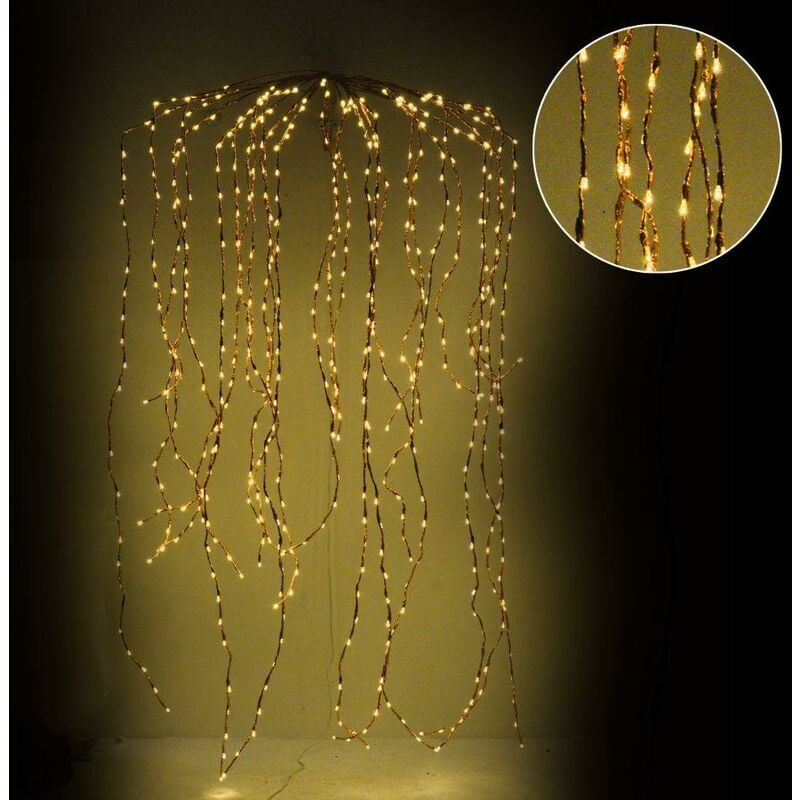 Guirlande lumineuse 648 led fixes + 81 clignotantes chaudes, fil de cuivre fixe, 70xh220x6