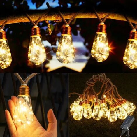 Guirlande lumineuse - 7.5 mètres 16 lumières - Energie solaire - LED - Blanc chaud - Extérieur