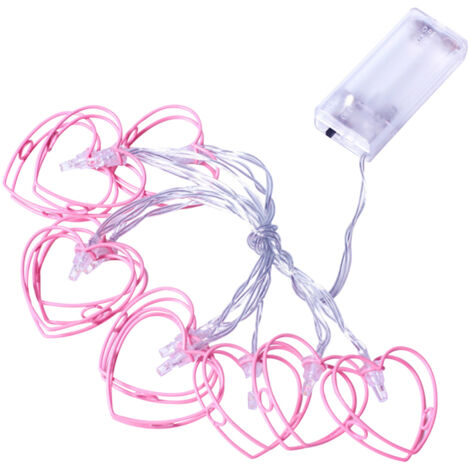 Guirlande lumineuse à 10 LED en forme de cœur, 1,65 m, fonctionnant sur piles, blanc chaud, idéale pour décorer une chambre, une fête, un mariage, un festival ou un arbre.