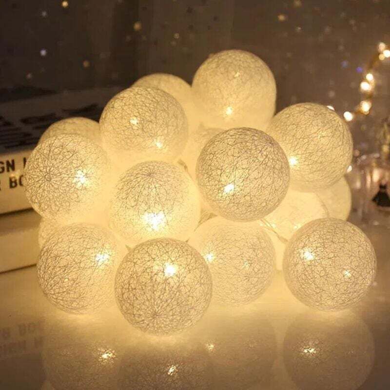 Guirlande lumineuse à 20 LED en coton, 300 cm, à piles, pour Noël, Halloween, anniversaire, mariage, chambre d'enfant, Noël [Classe énergétique B]
