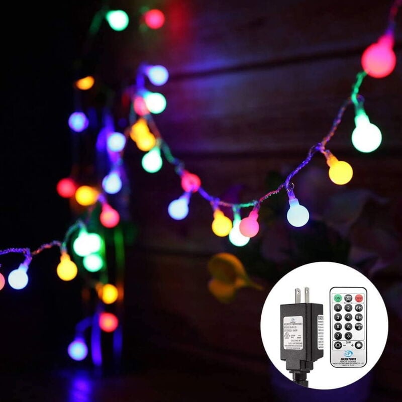Guirlande lumineuse à brancher, 10 m, 100 led, 8 modes d'éclairage avec télécommande, pour chambre, intérieur, extérieur, jardin, terrasse, Noël,