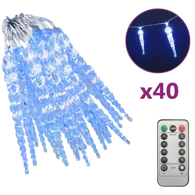 Guirlande lumineuse à glaçons de Noël 40 pcs Bleu Acrylique vidaXL