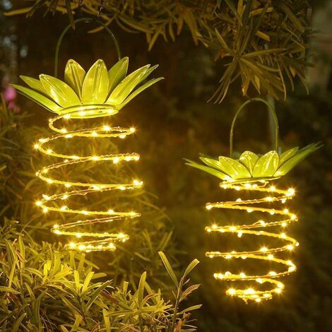Guirlande lumineuse à LED en forme d'ananas à énergie solaire IP55 étanche - Lampe décorative à suspendre pour jardin, terrasse