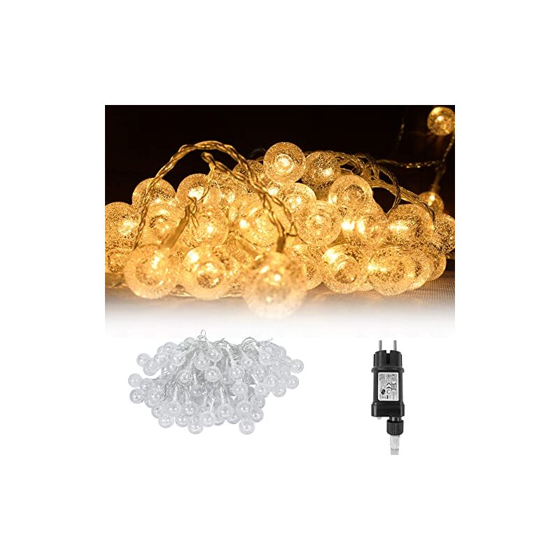 Guirlande lumineuse 30m 240 led boules guirlandes lumineuses pour intérieur - extérieur blanc chaud avec prise 8 modes IP44 ampoule chaîne lumineuse