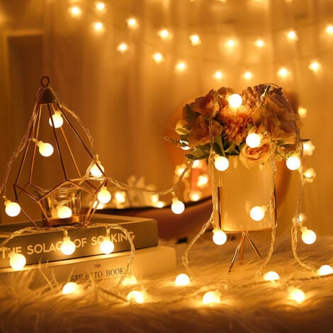 LITZEE Guirlande Lumineuse à Piles, 20LED 3M/ , pour chambre à coucher, Fête, Mariage, Noël, Décoration (Blanc Chaud Version perle ronde)