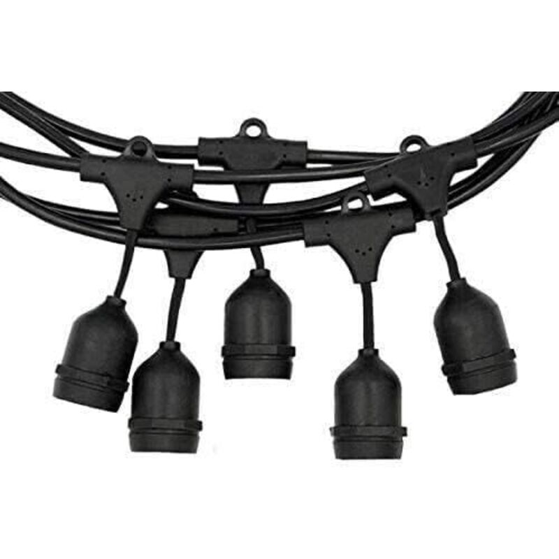Guirlande lumineuse - Avec douilles E27 - Pour la décoration du jardin, décorations de Noël - Noir Classique 10 Meter 10 Fassungen，Ampoules non