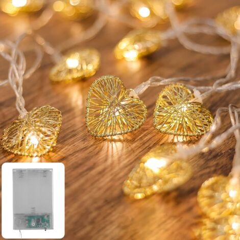 Guirlande Lumineuse - Batterie 3m, 20 Coeurs Blanc Chaud - Décoration Coeur LED pour Chambre de Fille, Mariage, Coiffeuse  Guirlande Lumineuse à Piles
