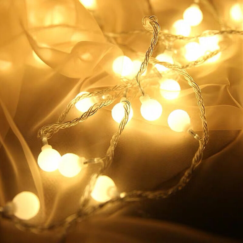 Guirlande lumineuse boule, 10 mètres, 80 LED, pour intérieur et extérieur (lumière blanc chaud)