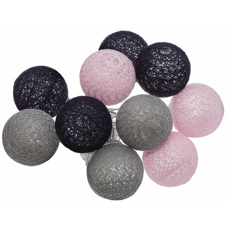 Guirlande Lumineuse Boule 10 pcs à Piles 6cm - Noir / Rose - SILUMEN