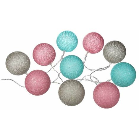 Guirlande Lumineuse Boule 10 pcs à Piles 6cm - Rose / Bleu - SILUMEN