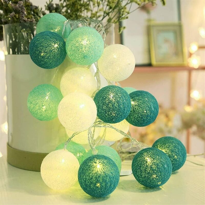 Guirlande Lumineuse Boule de Coton - Guirlande Lumineuse 3M 20 led pour Rideaux de Chambre, Noël, Anniversaire, Halloween, Mariage, Chambre de Bébé,