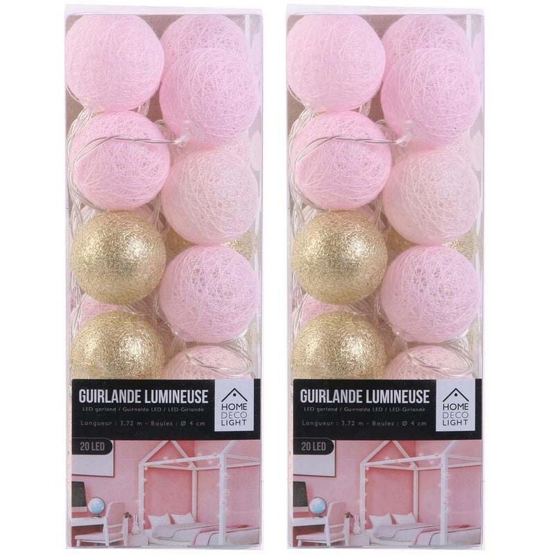 Guirlande lumineuse boules colorées 20 led 3,72 m (Lot de 2)