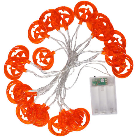 Guirlande Lumineuse Citrouille Halloween 3M - 20 LEDs Orange pour Décoration Intérieur Extérieur Fête