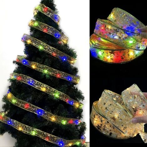 Guirlande lumineuse colorée pour sapin de Noël 80 cm avec effet argenté scintillant