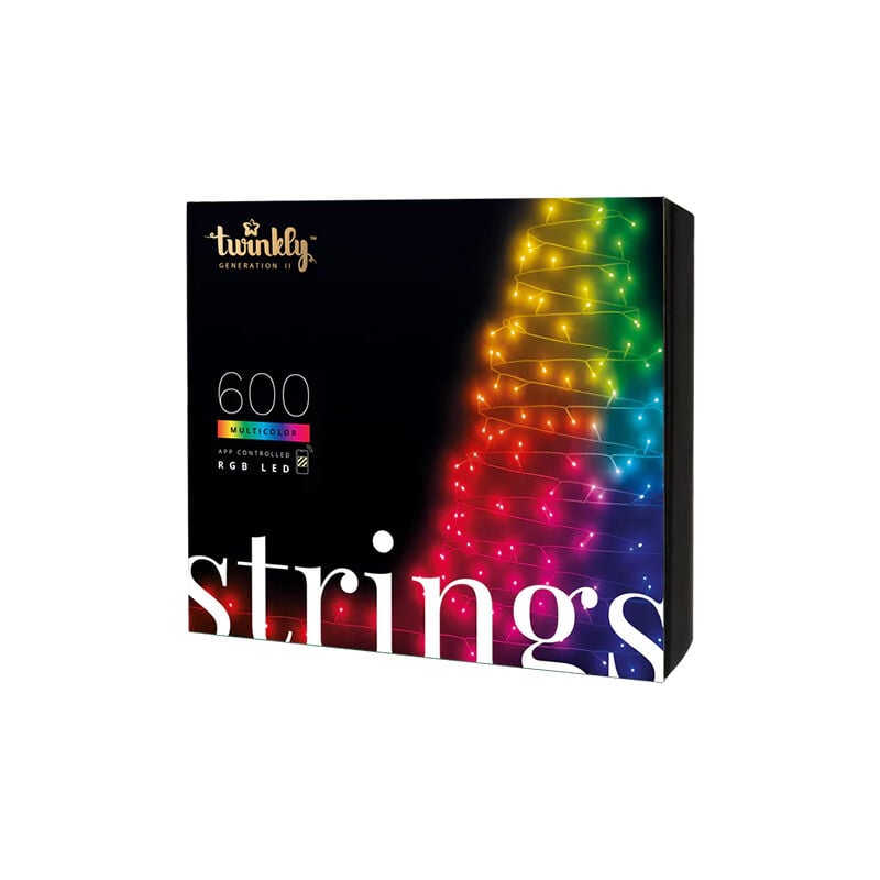 Strings – Guirlande Lumineuse à led Contrôlée par Application avec 600 led rvb. 48 Mètres. Fil Noir. Intérieur et Extérieur - Twinkly