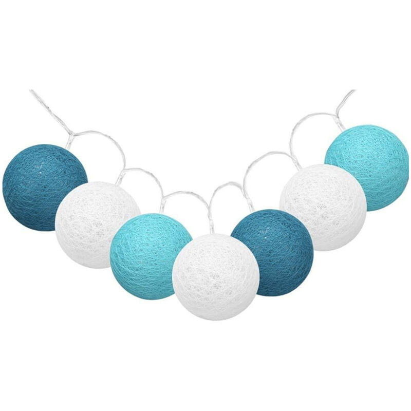 Guirlande Lumineuse Coton Boules - 3,3M 20 led Chaîne Lumière Avec Prise pour Chambre Rideau Fête Noël Anniversaire Halloween Mariage Chambre de Bébé