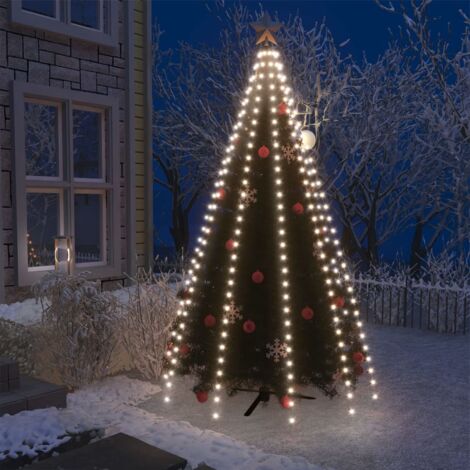 Arbre De Noël Lumineux Avec Piquets 220 LED Blanc Chaud 180 Cm