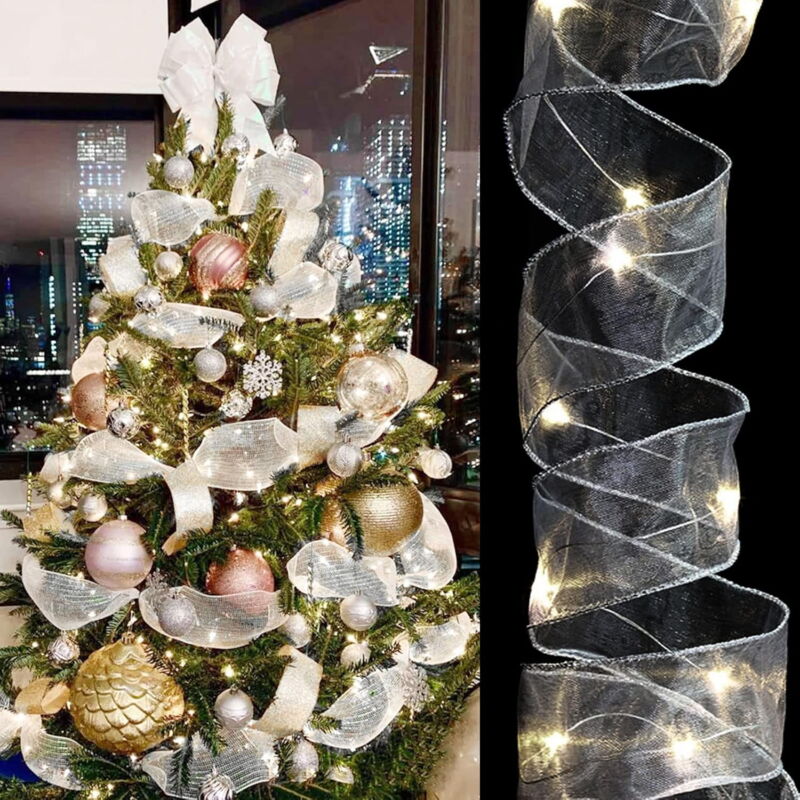 Guirlande lumineuse de 10 m/32 pi avec 100 led pour sapin de Noël, décoration lumineuse pour extérieur, mariage, jardin, vacances, Nouvel An