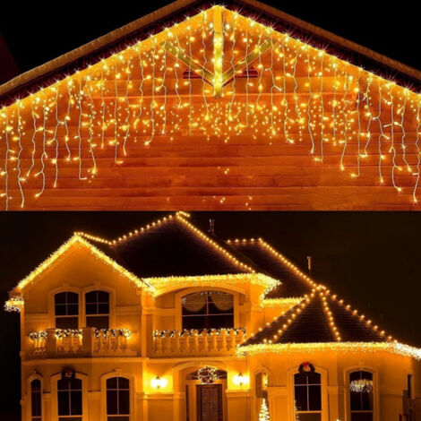 Guirlande lumineuse de 300 LED (3 x 3 m) alimentée par secteur (blanc chaud), idéale pour la décoration, Noël, les fêtes de fin d'année, prise européenne.