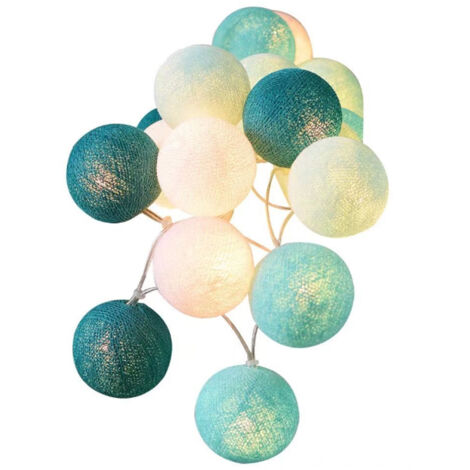 Guirlande lumineuse de boules de coton, 20 boules de coton LED, alimentée par piles, guirlande féérique de boules de coton de 3 cm, idéale pour la Saint-Valentin, les mariages, les fêtes et la décorat