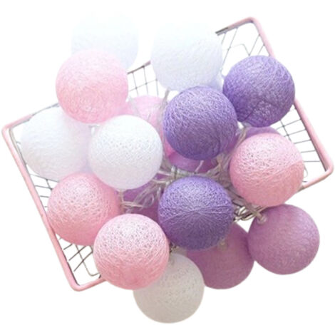 Guirlande lumineuse de boules de coton, 20 boules de coton LED, alimentée par piles, guirlande féérique de boules de coton de 3 cm, idéale pour la Saint-Valentin, les mariages, les fêtes et la décorat