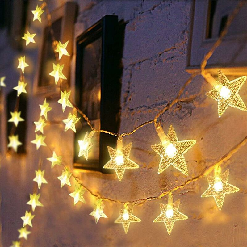 Guirlande Lumineuse de Étoile, 10M 80 led Guirlande Lumineuse Déco Rideau Lumineux, la Décoration Extérieure,Jardin, Intérieure Fête Noël, Mariage