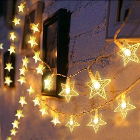 Guirlande Lumineuse de Étoile, 10M 80 LED Guirlande Lumineuse Déco Rideau Lumineux, la Décoration Extérieure,Jardin, Intérieure Fête Noël, Mariage Soirée