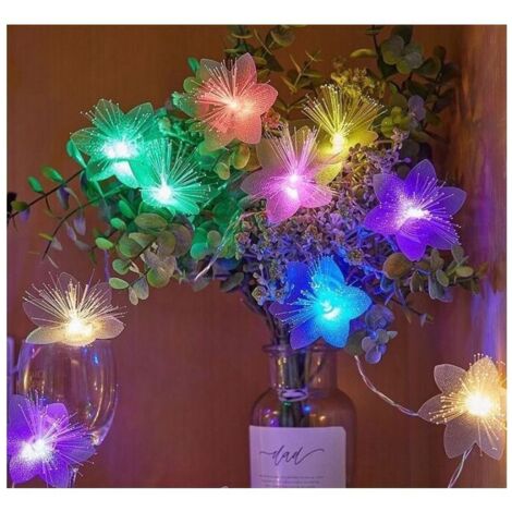 Guirlande Lumineuse de Fleur à Fibre Optique Solaire à LED 5M 20 Lumières Cour Mariage Lumières Décoratives Extérieures Arrangement de Festival Lumières Ambiantes-Couleur