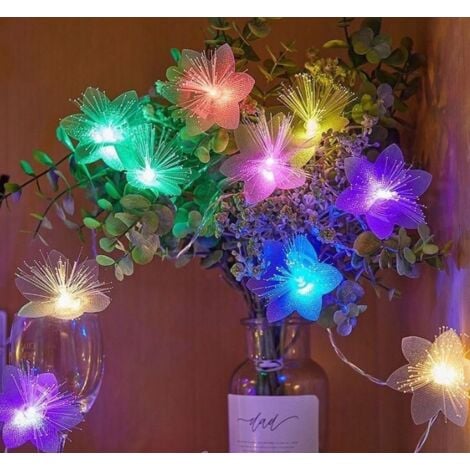 CREA Guirlande Lumineuse de Fleur à Fibre Optique Solaire LED 6,5 M 30 Lumières Cour Mariage Lumières Décoratives Extérieures Arrangement de Festival Lumières Ambiantes-Coloré