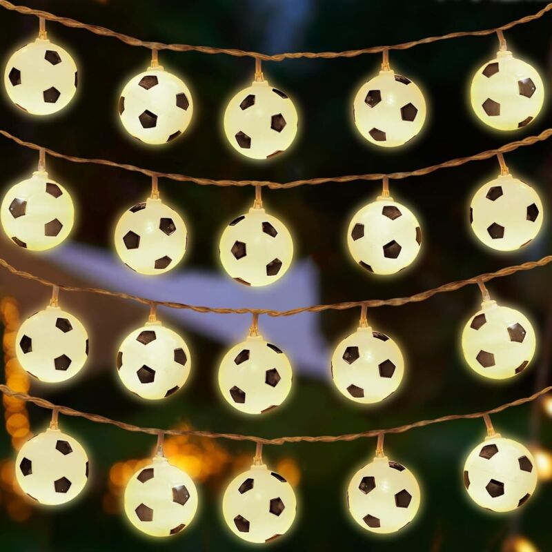 Guirlande Lumineuse de Football, 3 M 20 LED Guirlandes Lumineuses, Football Décoration, Alimentée par Piles, Lumineuses Ballons de Foot à LED