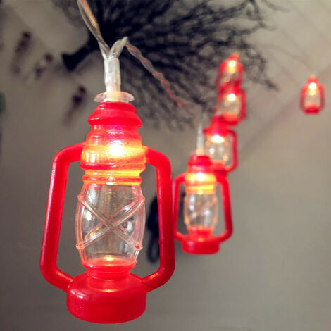 Guirlande lumineuse de lanternes rouges, décorations d'intérieur de 3 m avec 20 mini lumières rouges au kérosène, guirlande lumineuse vintage au kérosène pour patio, chambre, jardin, mariage, décorati