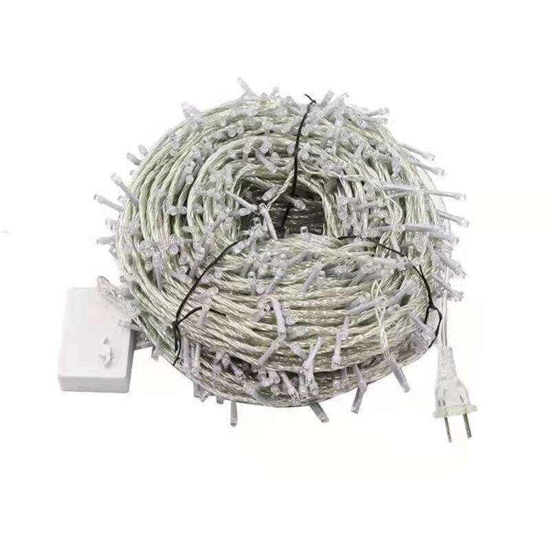 Guirlande lumineuse de Noël 20 m, 200 led, pour intérieur et extérieur, fil transparent, 8 modes, pour sapin de Noël, mariage, fête, Pâques, Noël