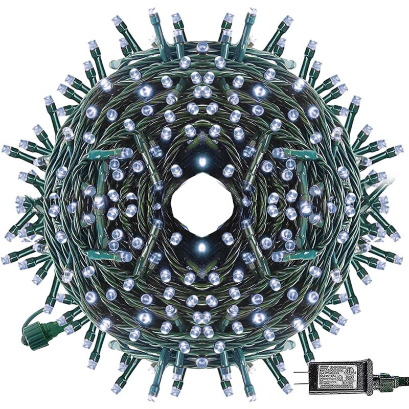 Guirlande lumineuse de Noël, 23 m, 200 led à changement de couleur, 8 fonctions, blanc chaud et multicolore, adaptateur 24 v, télécommande, guirlande