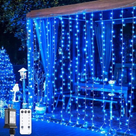 Guirlande lumineuse de Noël à 300 LED, bleue, idéale pour la décoration de jardin, d'intérieur et d'extérieur