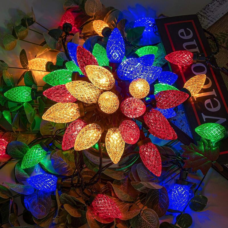 Guirlande lumineuse de Noël à brancher, guirlande lumineuse féerique scintillante, 8 modes, minuterie