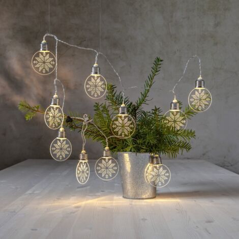 Guirlande lumineuse de Noël à piles Star Trading « Ornement » avec ornements LED décoratifs, blanc chaud, L 180 cm
