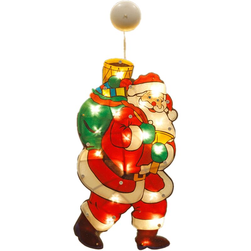 Guirlande lumineuse de Noël à suspendre pour fenêtre, grand format, Père Noël