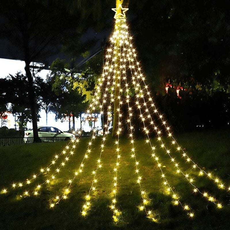 Guirlande lumineuse de Noël avec étoiles, guirlande lumineuse d'extérieur avec étoile décorative, guirlande lumineuse scintillante suspendue étanche