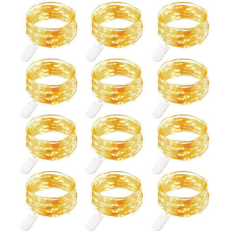 Guirlande lumineuse de Noël, Guirlandes lumineuses LED batterie, 20 pièces 1M 20 LEDs guirlandes lumineuses en fil de cuivre