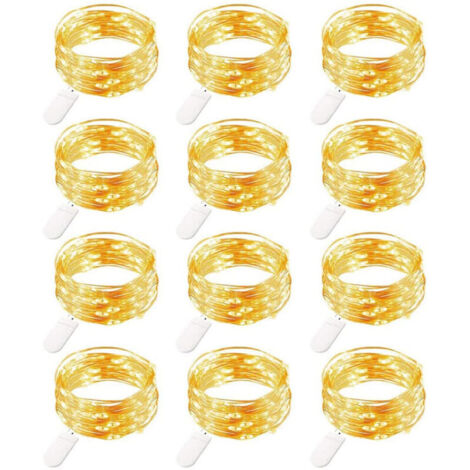 Guirlande lumineuse de Noël, Guirlandes lumineuses LED batterie, 20 pièces 1M 20 LEDs guirlandes lumineuses en fil de cuivre