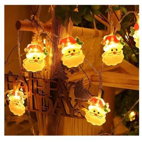 Guirlande lumineuse de Noël Père Noël avec 20 LED et 3M, pour décorer maison, jardin ou chambre.