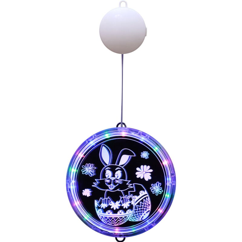 Guirlande lumineuse de Pâques à led avec ventouse, motif lapin et œufs colorés, décoration de Pâques, 6,3 pouces, à piles, pour fête, intérieur ou
