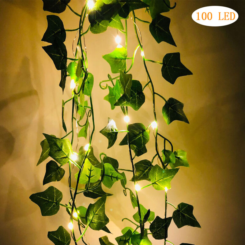 Guirlande Lumineuse de Vigne Artificielle, 1 Paquet de Guirlandes Lumineuses de Plantes Vertes Fausse Guirlande de Guirlande de Feuilles D'érable de
