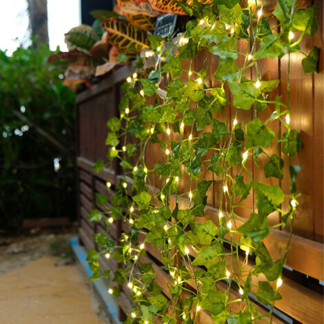 Guirlande lumineuse décorative [10m USB] Feuilles de vigne artificielle Maple Verte avec télécommande 100 LEDs pour patio jardin