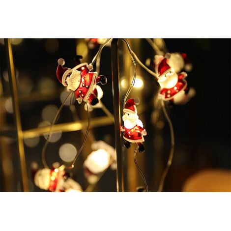 Guirlande lumineuse décorative à piles en forme de canne de Noël, pour intérieur et extérieur, idéale pour décorer la maison, un mariage, une fête, un sapin de Noël (Père Noël).