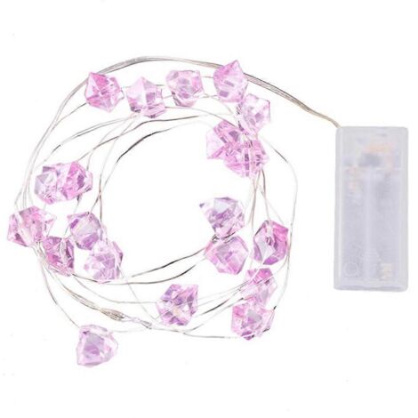 Guirlande lumineuse décorative de 2 mètres avec 20 LED et design en pierres de cristal, idéale pour les fêtes et pour créer une ambiance lumineuse agréable à la maison, éclairage fixe.